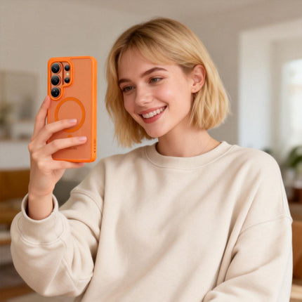 Samsung Galaxy S26 Ultra hoesje magsafe matte Case oranje