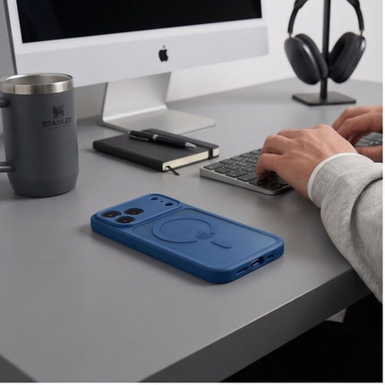 iPhone 17 Pro Max / iPhone 18 Pro Max-hoesje – mat, MagSafe, deep blue, met cameralensbeschermer