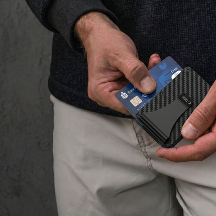 Metalen Kaarthouder Portemonnee – RFID-blokkerende Creditcardhouder Carbon Zwart