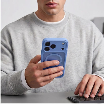 iPhone 17 Pro / iPhone 18 Pro-hoesje – mat lichtblauw, MagSafe, met cameralensbeschermer