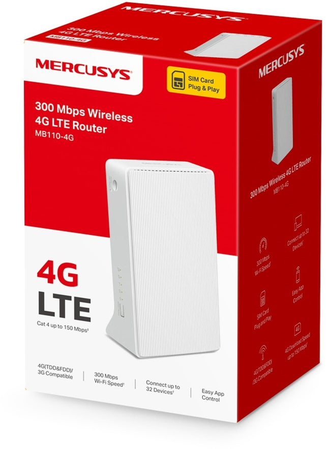 Mercusys MB110-4G draadloze router Ethernet Single-band (2.4 GHz) Wit