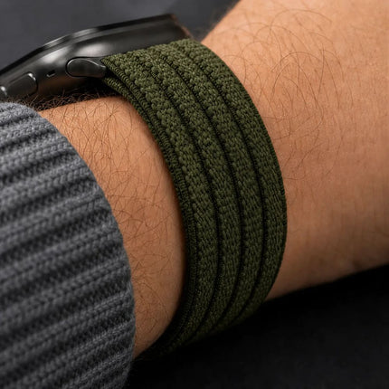 Tech-Protect Nylon Sport Apple Watch 8 / 9 / 10 / 11 / SE / Ultra (44 / 45 / 46 / 49 mm) bandje – Military Green