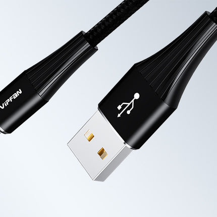 USB to Lightning cable Vipfan A01, 3A, 1.2m, braided (black).