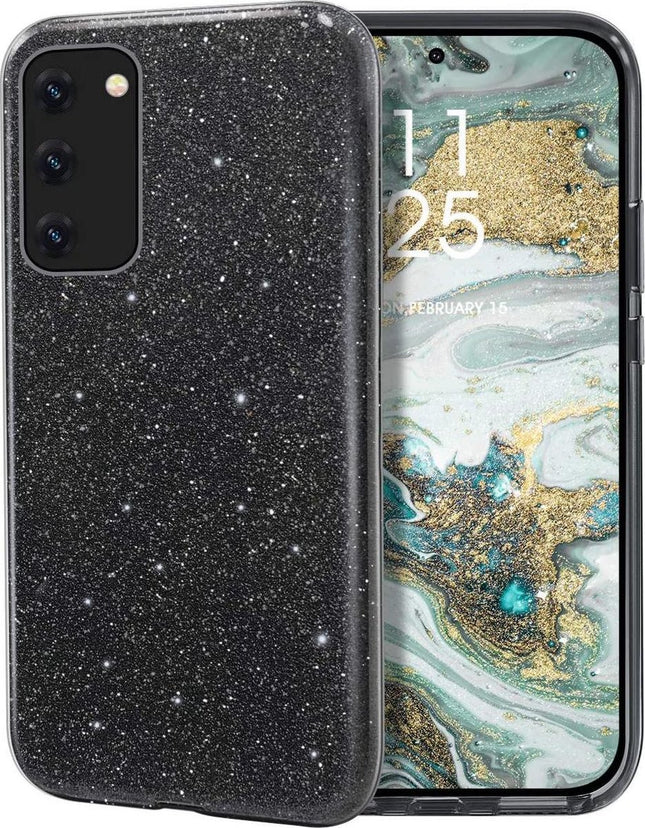 Samsung Galaxy S25 hoesje Glitter Backcover Zwart