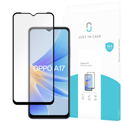 Just in Case Oppo A17 - Full Cover Screenprotector Tempered Glass - Black