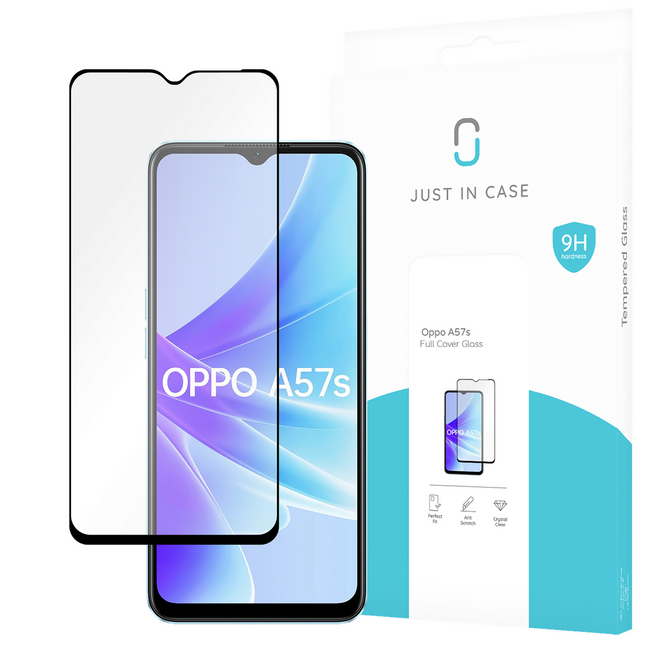 Oppo A77 / Oppo A57s Full Cover Screenprotector Tempered Glass - Black