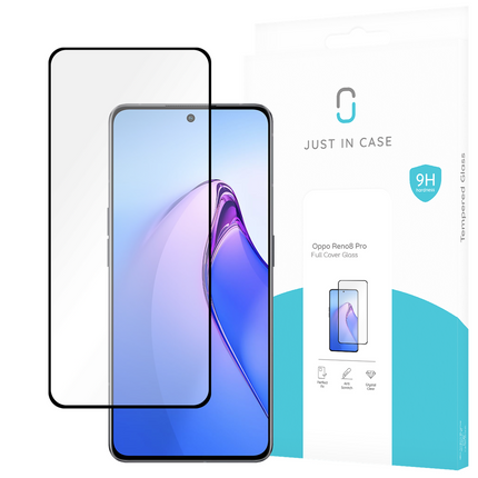 Just in Case Oppo Reno8 Pro - Full Cover Screenprotector Tempered Glass - Black