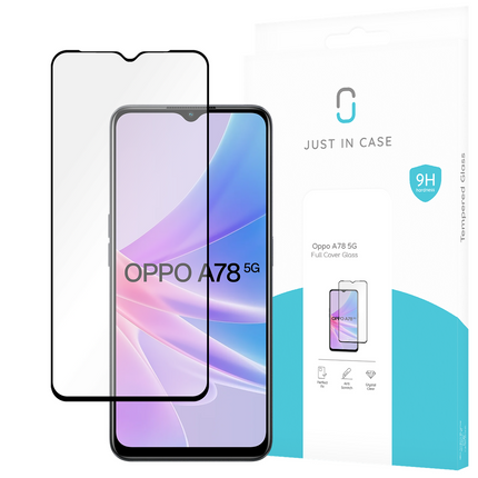 Just in Case Oppo A78 5G - Full Cover Screenprotector Tempered Glass - Black