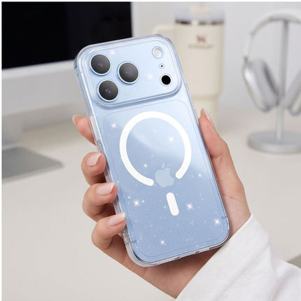 iPhone 17 Pro Max / iPhone 18 Pro Max - glitters Camera Border High Quality Magsafe Case - Transparant
