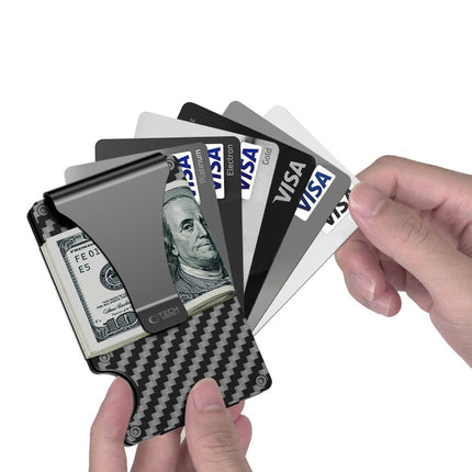 Metalen Kaarthouder Portemonnee – RFID-blokkerende Creditcardhouder Carbon Zwart