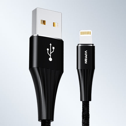 USB to Lightning cable Vipfan A01, 3A, 1.2m, braided (black).