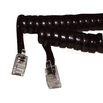 TELEFOONSNOER SPIRAAL RJ10 (4P/4C) 5,4MTR. ZWART