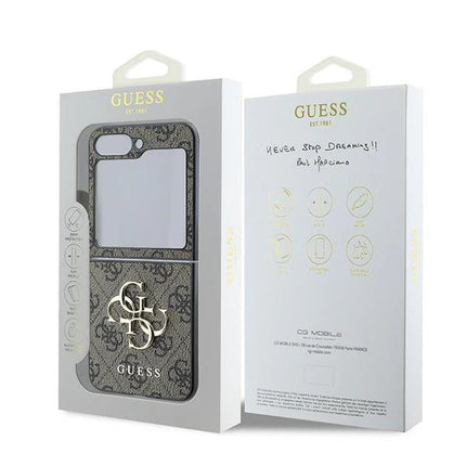 Samsung Z Flip 7 Backcase hoesje - Guess - Effen Bruin - Kunstleer