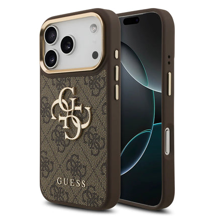 iPhone 17 Pro Backcase hoesje - Guess - Effen Bruin - Kunstleer