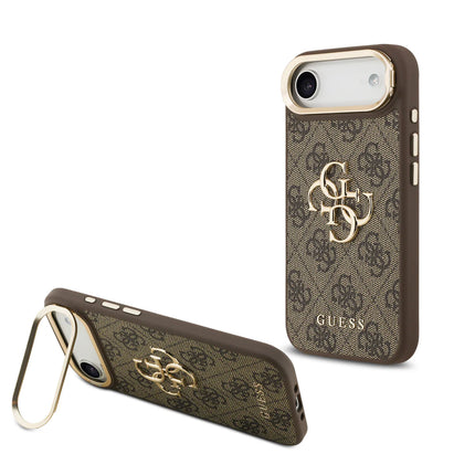 iPhone Air Backcase hoesje - Guess - Effen Bruin - Kunstleer Camera Stand