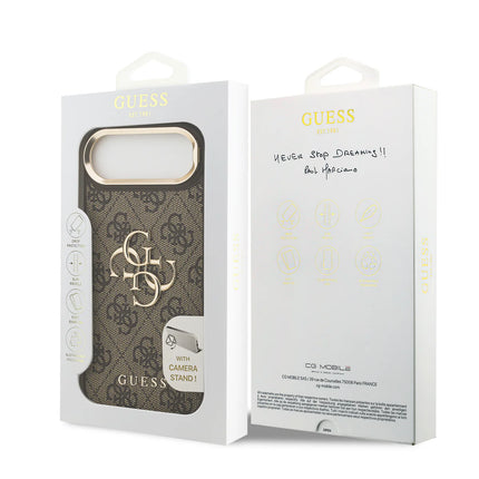 iPhone Air Backcase hoesje - Guess - Effen Bruin - Kunstleer Camera Stand