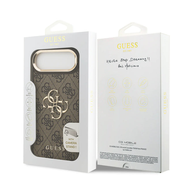 iPhone Air Backcase hoesje - Guess - Effen Bruin - Kunstleer Camera Stand