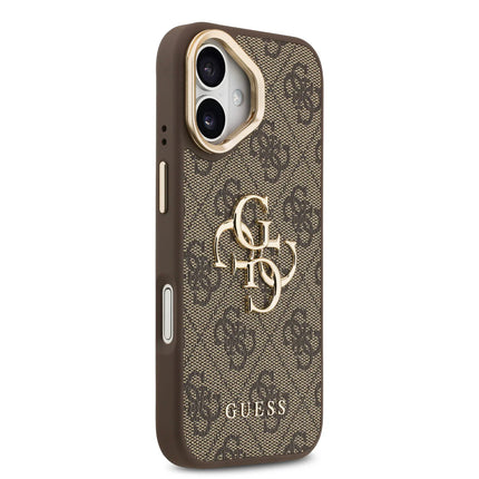 iPhone 17 Backcase hoesje - Guess - Effen Bruin - Kunstleer - Camera Stand