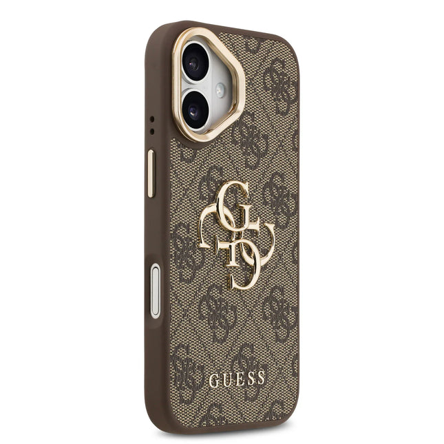 iPhone 17 Backcase hoesje - Guess - Effen Bruin - Kunstleer - Camera Stand