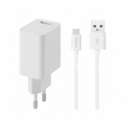 FAIRPLAY-oplader 12W + USB-C-kabel (wit)