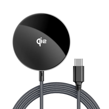 Acefast E24 Qi2 15W magnetische inductieve oplader met 1,2 m USB-C-kabel - zwart