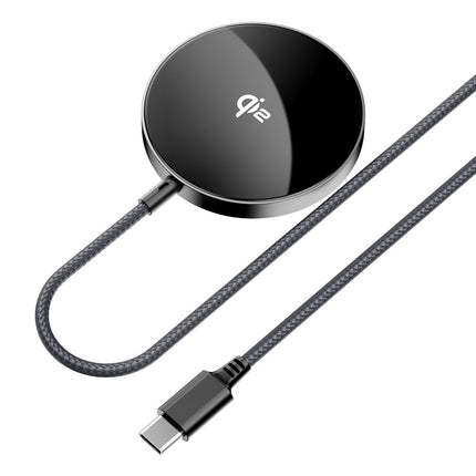Acefast E24 Qi2 15W magnetische inductieve oplader met 1,2 m USB-C-kabel - zwart