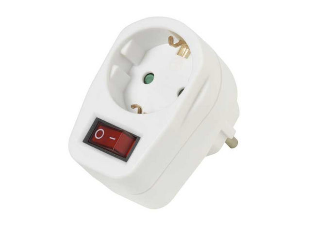 wandcontactdoos met RA, schakelaar en kinderbeveiliging, wit