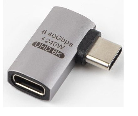 USB-C female-naar-Male adapter, USB-C koppeling, Type-C verlengstuk USB4.0 adapter, CM-CF, aluminiumbehuizing, 240W, 40Gbps, UHD 8K