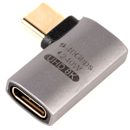 USB-C female-naar-Male adapter, USB-C koppeling, Type-C verlengstuk USB4.0 adapter, CM-CF, aluminiumbehuizing, 240W, 40Gbps, UHD 8K