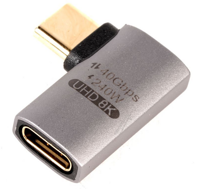 USB-C female-naar-Male adapter, USB-C koppeling, Type-C verlengstuk USB4.0 adapter, CM-CF, aluminiumbehuizing, 240W, 40Gbps, UHD 8K