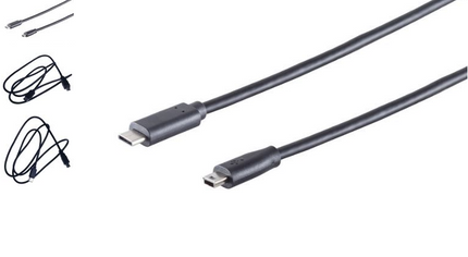 USB-C naar USB mini-B aansluiting.