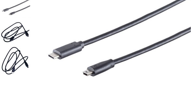 USB-C naar USB mini-B aansluiting.
