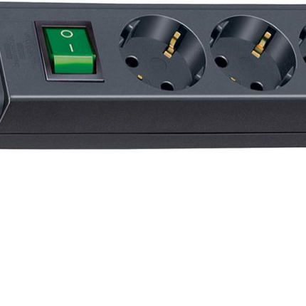 ECO-LINE tafelcontactdoos 3-voudig + schakelaar, zwart + snoer 1,5mtr