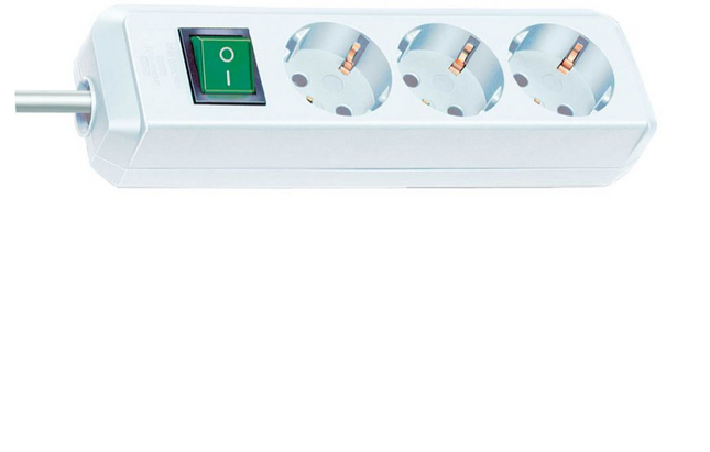ECO-LINE tafelcontactdoos 3-voudig met schakelaar, wit 1,5m