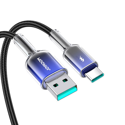 Joyroom S-A42 Crystal-Clear Series 3A USB-A - USB-C kabel 1,2 m - zwart
