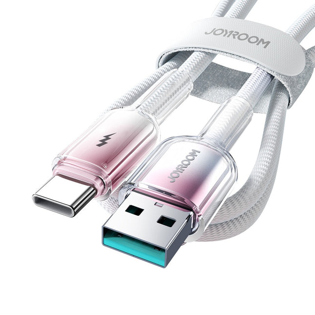 Joyroom S-A42 Crystal-Clear Series 3A USB-A - USB-C kabel 1,2 m - wit