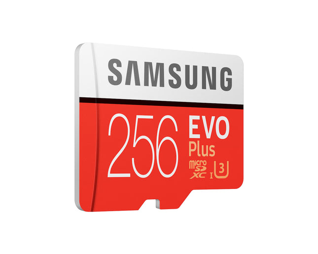Samsung EVO Plus 256 GB microSDXC UHS-I U3 100 MB/s Full HD & 4K UHD Memory Card with Adapter (MB-MC256GA) - Red/White