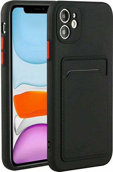 iPhone 15 Pro Max Hülle schwarz mit Platz auf der Rückseite für eine Karte