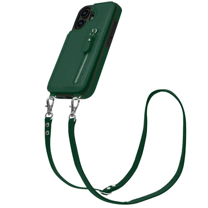 iPhone 16 Pro Max hoesje wallet lanyard case met koord groen