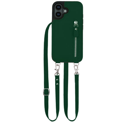 iPhone 16 Pro Max hoesje wallet lanyard case met koord groen