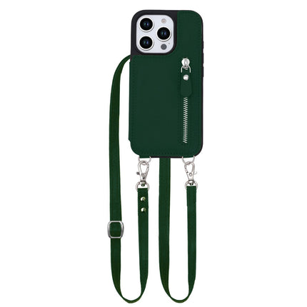 iPhone 16 Pro Max hoesje wallet lanyard case met koord groen