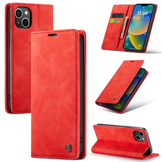 Bookcase voor iPhone 11 – Beschermend Wallet Hoesje – Kunstleren Flip Case – Rood