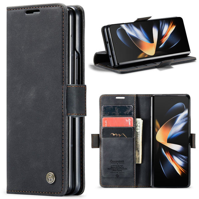 Samsung Z Fold 5 Hülle Bookcase Wallet Case Schwarz mit Platz für Karten