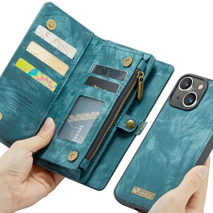 CaseMe 2in1 Wallet Case met Ritsvak Blauw - iPhone 14 Plus Hoesje