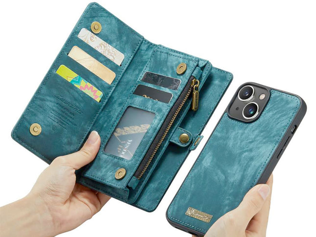 CaseMe 2in1 Wallet Case met Ritsvak Blauw - iPhone 14 Plus Hoesje