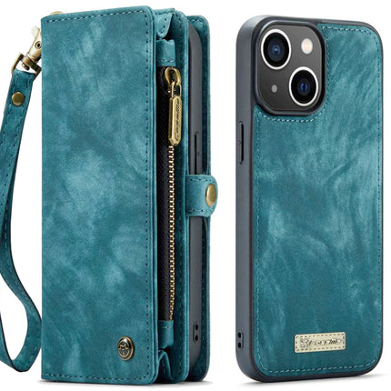 CaseMe 2in1 Wallet Case met Ritsvak Blauw - iPhone 14 Plus Hoesje