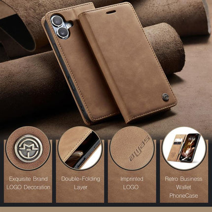 Hoesje voor iPhone 16 – Retro Portemonnee Hoesje – Bruin