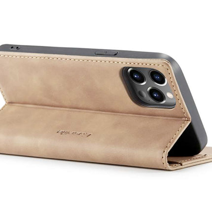 CaseMania Vintage Slim Bookcase Tan - iPhone 14 Pro Max hoesje