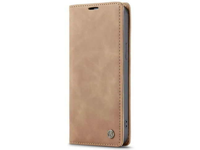 CaseMania Vintage Slim Bookcase Tan - iPhone 14 Pro Max hoesje