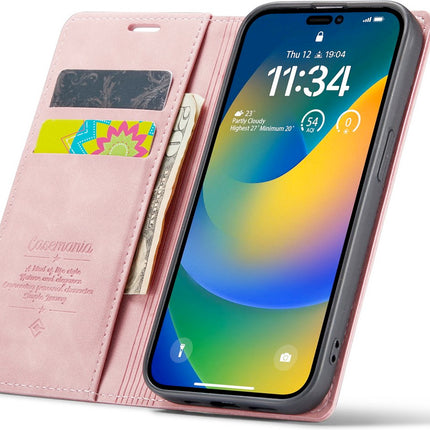 CaseMania Vintage Slim Bookcase Roze - iPhone 14 Pro Max hoesje